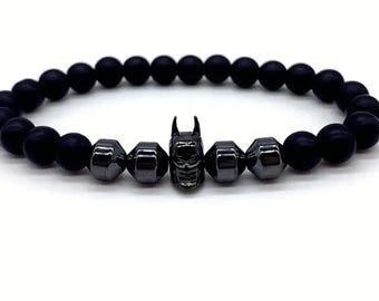 Batman armband van natuursteen, zwart
