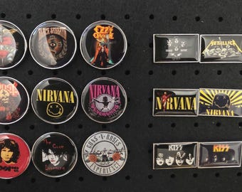 Rock band pin/badge/Nirvana, Black Sabbath, Kiss