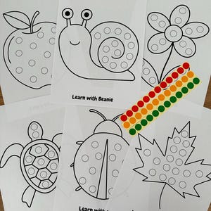 Dot Sticker Activity | Learning Worksheets, Colouring, Dot Markers, Toddler Craft, Fine Motor Skills, Hand Drawn, Printable