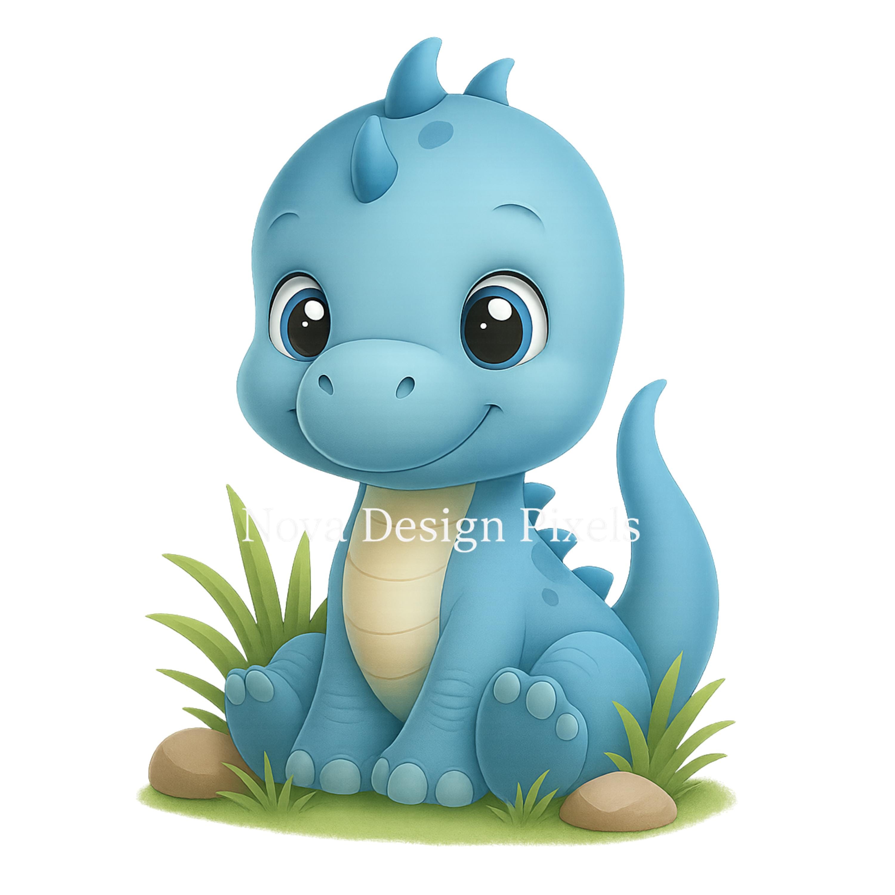 Baby Dinosaur Clipart Set, Cute Dino PNG, Colorful Cartoon Dinosaurs ...