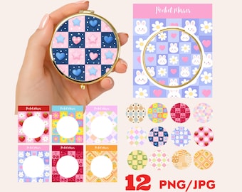 Pocket Mirror and Badge Template Designs, backcard for packaging, Digital Download