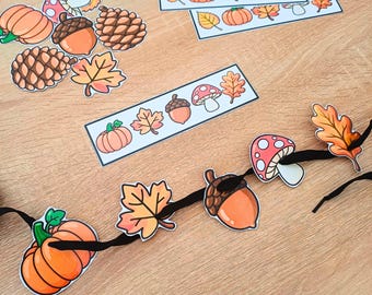 Herbstliche Zuordnungskarten, Feinmotorikübung für Vorschulkinder, Lernen im Kindergarten