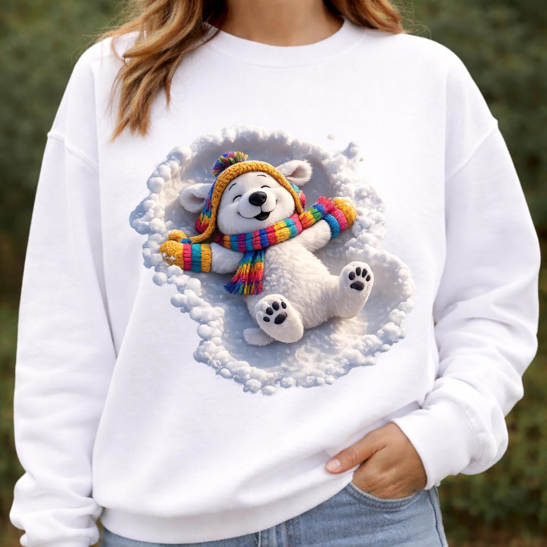 Polar Bear Snow PNG, Sublimation Design, Winter T-shirt Design ...