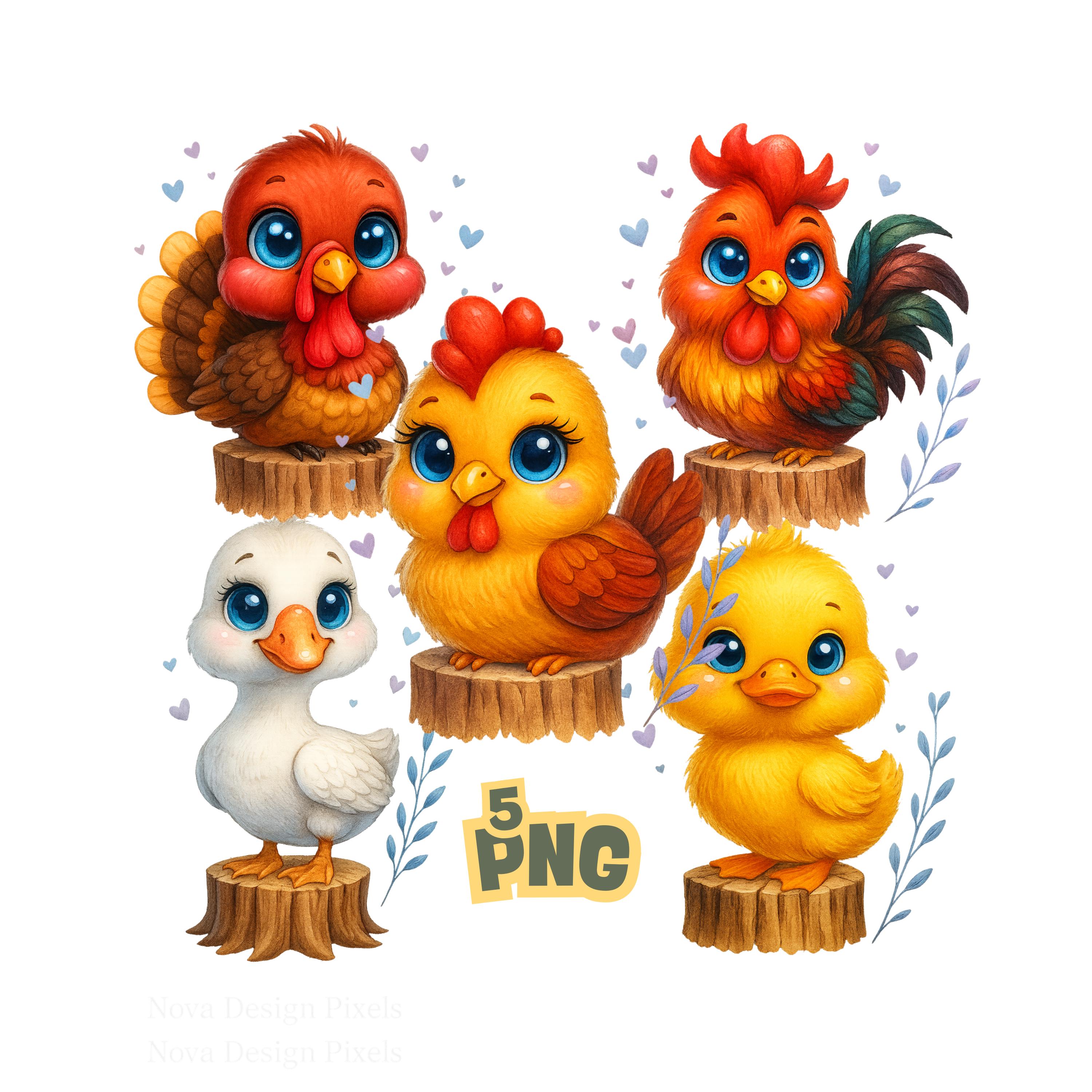 Kawaii Farm Animal Clipart | PNG Bundle Digital Download - Etsy