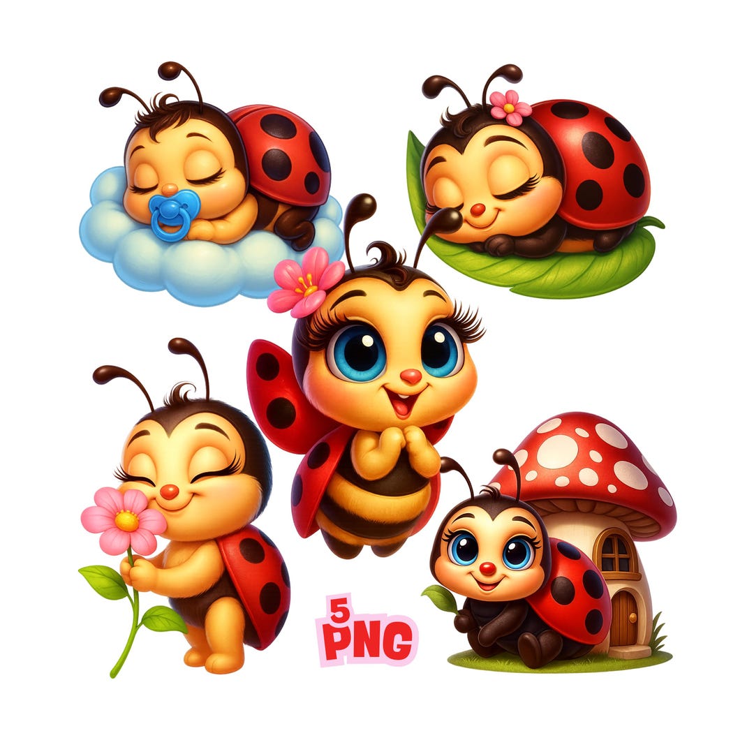 Ladybug Clipart Set, Baby Bug PNG (digital Download) - Etsy