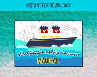 Disney Cruise Stateroom Attendant Thank You Tag | Printable Digital Download | Pixie Dust  Cruise Crew | Thank You Tag