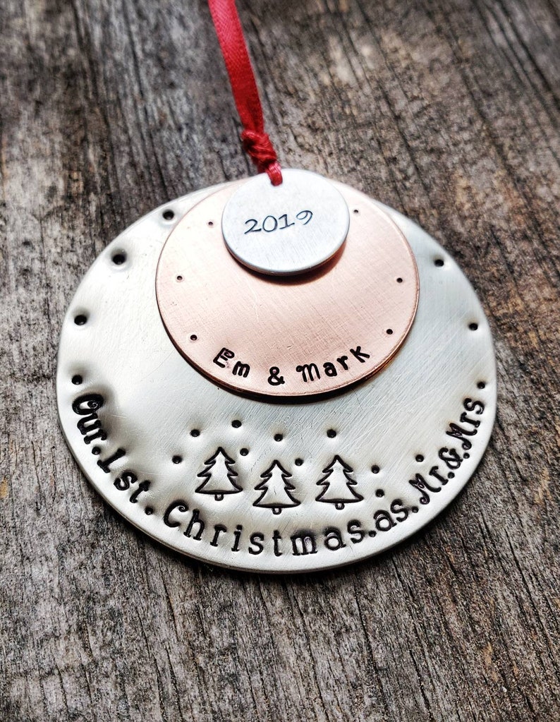First married Christmas Ornament  Mr and Mrs Ornament  Our image 0