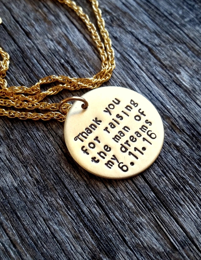 Thank you For Raising The Man Of My Dreams Necklace Mother Of The Groom Gift Mother of the Bride Gold Necklace Gift MIL Gift