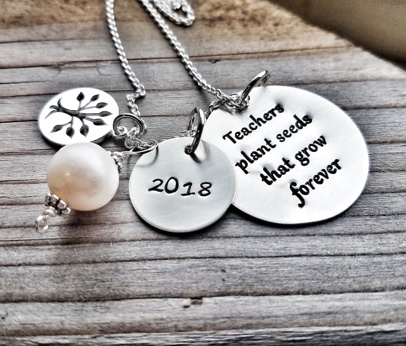 Customize a Round Charm Personalized Make A Difference Sterling Silver Necklace Professors Appreciation Gift. Choice of Sterling Silver Chain for Teachers Great Gift for All