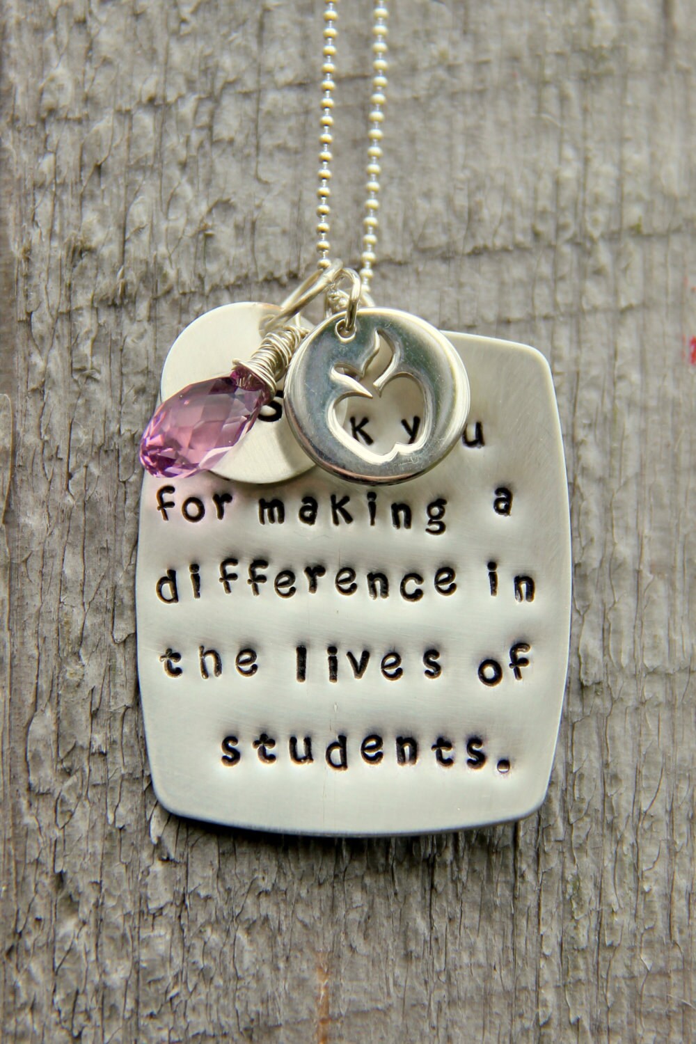 Teacher Retirement Gift Teacher Necklace Apple Retirement Etsy