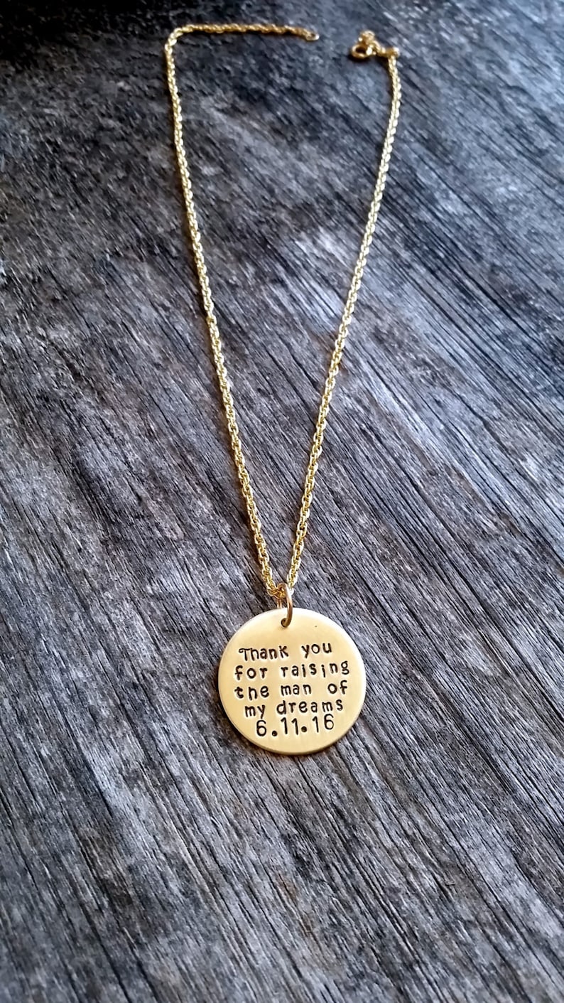 Thank you For Raising The Man Of My Dreams Necklace Mother Of The Groom Gift Mother of the Bride Gold Necklace Gift MIL Gift