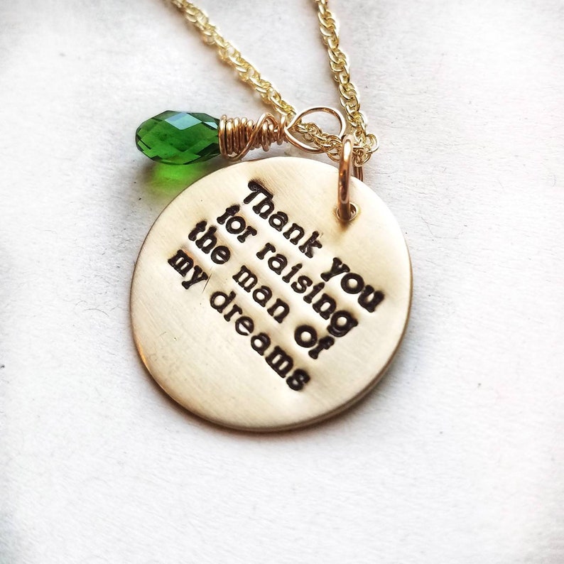 Thank you For Raising The Man Of My Dreams Necklace Mother Of The Groom Gift Mother of the Bride Gold Necklace Gift MIL Gift