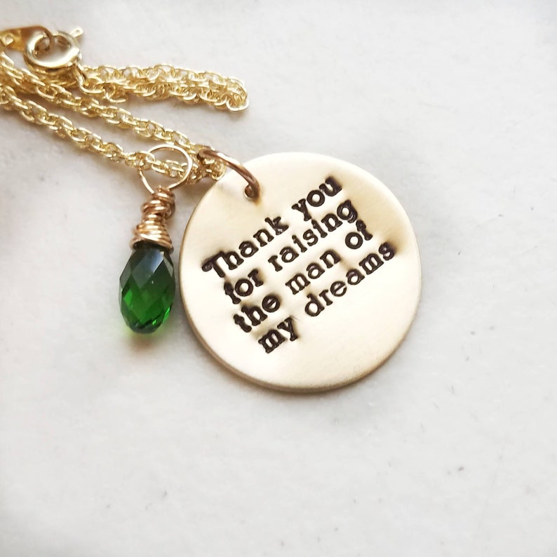 Thank you For Raising The Man Of My Dreams Necklace Mother Of The Groom Gift Mother of the Bride Gold Necklace Gift MIL Gift