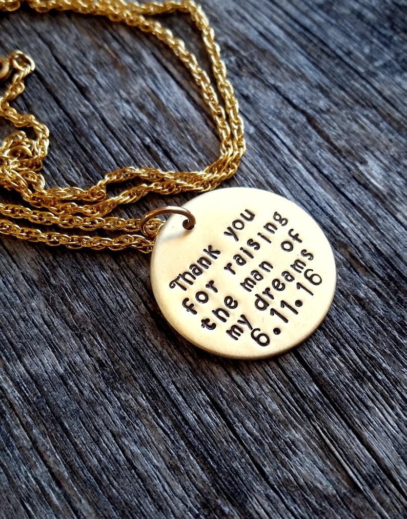 Thank you For Raising The Man Of My Dreams Necklace Mother Of The Groom Gift Mother of the Bride Gold Necklace Gift MIL Gift