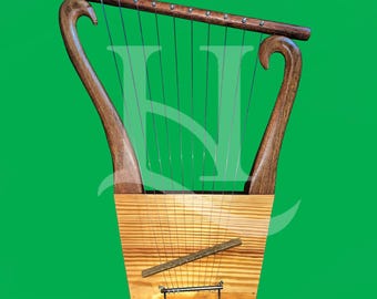 David’s Harp – 10 Stringed Handmade Lyre | Biblical Style Kinnor | Ancient Harp Instrument | Spiritual Music Gift