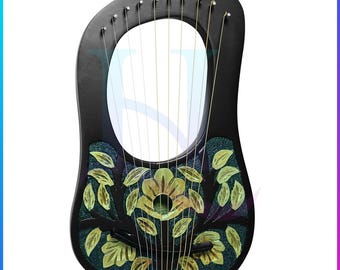 10 String Lyre Harp Flower Celtic Wooden Harp for Beginners | Small Folk Instrument with Tuning Wrench and Carry Bag provided by LH industry
