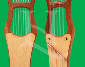 Mini Kinoor lyre Harp 10 Strings Red Cedar with Extra Metal Strings Few Musical Gifts Strings Bag Tuning Wrench for Musicians and Beginners