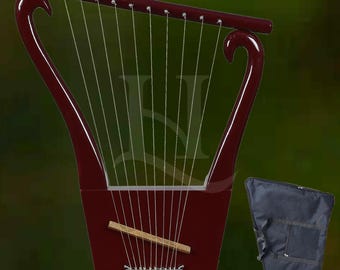 10-String Lyre of King David | Solid Rosewood Harp | Biblical instrument | Handcrafted Lyra Harp for Worship & Music