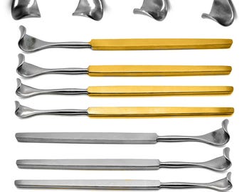 8 Pcs Desmarres Eye Retractor Set | 11mm 13mm 15mm 17mm Ophthalmic Instruments | Silver & Gold finish