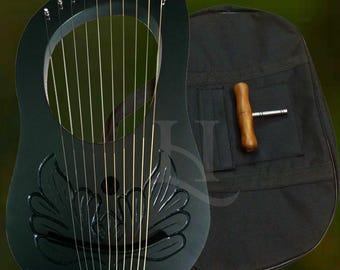 10 String Rosewood Lyre Harp | Handcrafted Celtic Style Instrument | Traditional Folk Music Gift | Lyra Harp for Beginners & Professionals