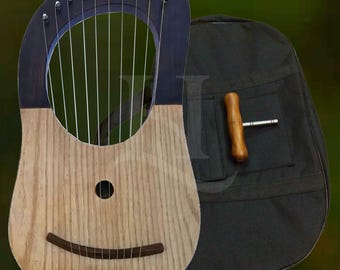 10 String Rosewood Lyre Harp Black Wood Handcrafted Celtic Style Instrument Traditional Folk Music Gift Lyra Harp for Beginners Professional