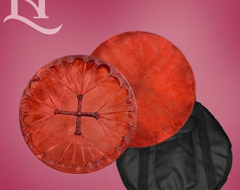 A RAW American Shamanic Native Drum Bison Natural Hide, Mulberry Wood Frame, Red Color (16 Inches Diameter X 3 Inches Depth) With drum Bag