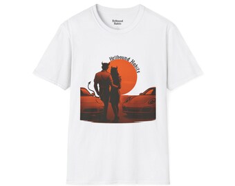 Maglietta unisex Sunset Date / Hellbound Habits / Maglietta vintage cool, Abbigliamento casual, Amanti delle auto, Stile nostalgico, Abbigliamento da strada, Abbigliamento da città, Porsche