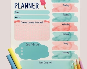 Summer Weekly Planner for Kids
