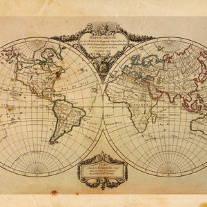 Vintage World Map Print 8x10 P47