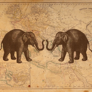 Dell'annata elefante antico Impero Romano Mappa stampa 8x10 P67