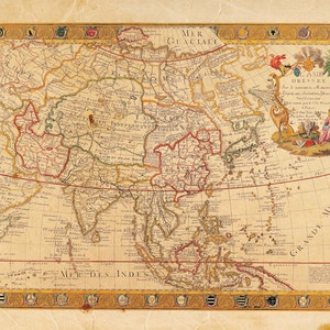 Vintage Pacific Asia Map Print 8x10 P49