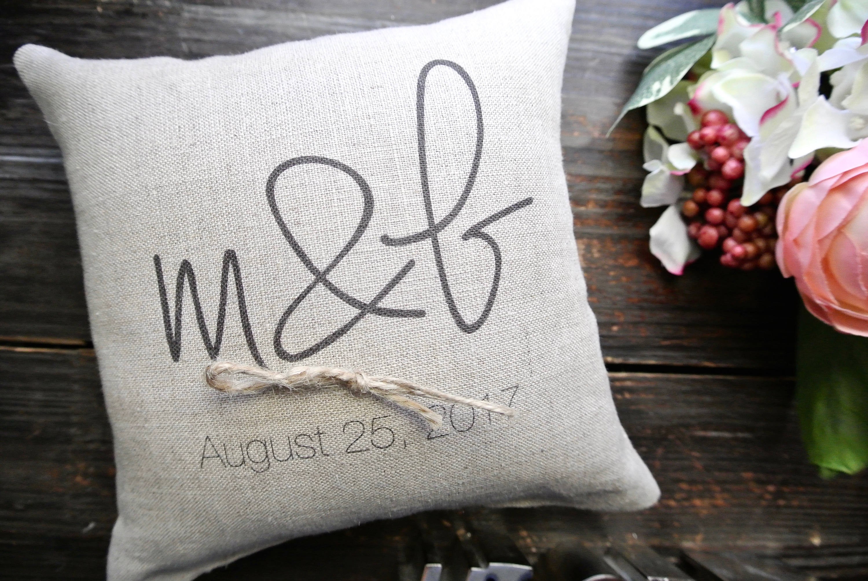 Customised Wedding Ring Pillow Cream Wedding Ring Cushion Personalised Ring Bearer Pillow