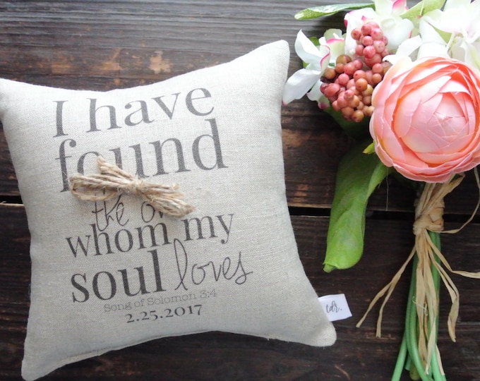 Ring Pillow, Song of Solomon, Custom Ring Pillow, Ring Bearer pillow, Personalized Ring Pillow, Rustic Wedding, Linen Ring Pillow, classic