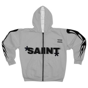 Edgy Unisex Zip Hoodie - Urban Fashion, Streetwear, Gift for Him/Her, Fall/Winter Style, Graphic Apparel