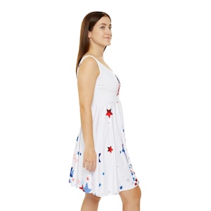 Patriotic Women&#39;s Skater Dress, 4th of July Dress, Summer Party Dress, Red White and Blue Dress, Celebration Outfit