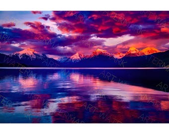 Lake McDonald Sunset Canvas | Glacier National Park Wall Art | Montana Landscape Print