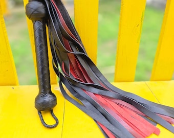 Handmade Cowhide Leather Flogger – Multi Tail Whip with Braided Handle