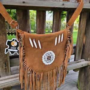 Handmade Leather Fringe Bag , Crossbody Style Bag For women - Real Cowhide Western Style Tote Bag - Gift For Her