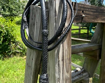 Handmade Cowhide Leather Bullwhip: 16 Plaits, Equestrian Grade