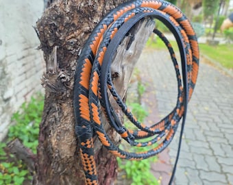 Handmade Leather Bullwhip 4ft to 10ft , 16 Plaits Real Cowhide Leather Equestrian Whip