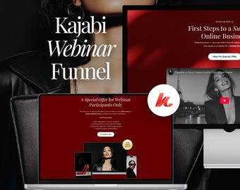 Kajabi Webinar Funnel Kit Template for Online Coach & Course Creators Opt-in Lead Magnet Masterclass Page Luxe Red Elegant Design