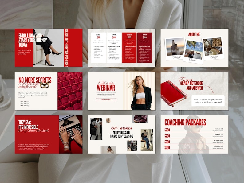 Canva Webinar & Masterclass Slide Deck Template Coaches Online Course Launch Coaching Sales Funnel Editable PPT PowerPoint Presentation