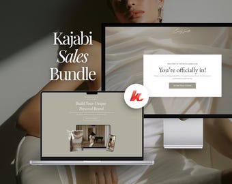Kajabi Elegant Sales Bundle Template for Coaches, Online Course Funnel, Digital Product, Checkout Thank You Pages, Ivory Website
