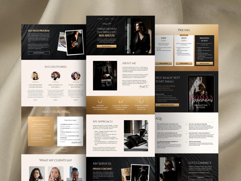 Coach Website Canva Template, Landing Page for Entrepreneurs, Business Coaches, Course Creators, Coaching, Sales Page Design
