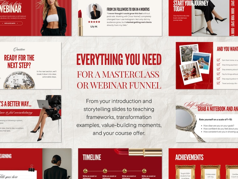 Canva Webinar & Masterclass Slide Deck Template Coaches Online Course Launch Coaching Sales Funnel Editable PPT PowerPoint Presentation