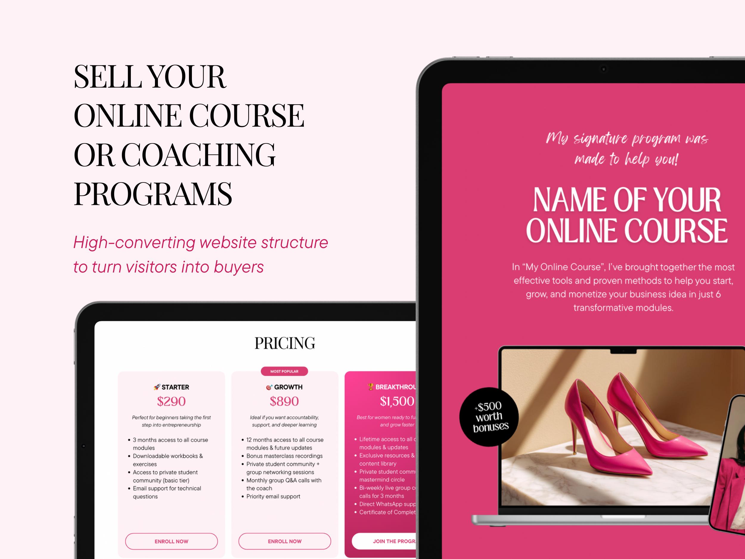 Sales Page Canva Website Template Landing Page Online Course Coaching ...