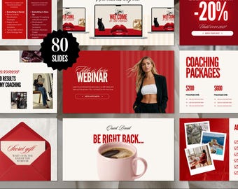 Canva Slide Deck Webinar & Masterclass Presentation Template Coaches Online Course Creation Coaching PPT PowerPoint Red Design