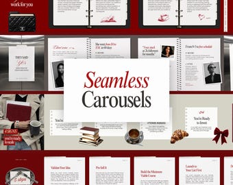 Cherry Red Instagram Seamless Carousel Canva Templates for Coaches, Course Creators, Social Media Managers, Influencers, Luxury Design