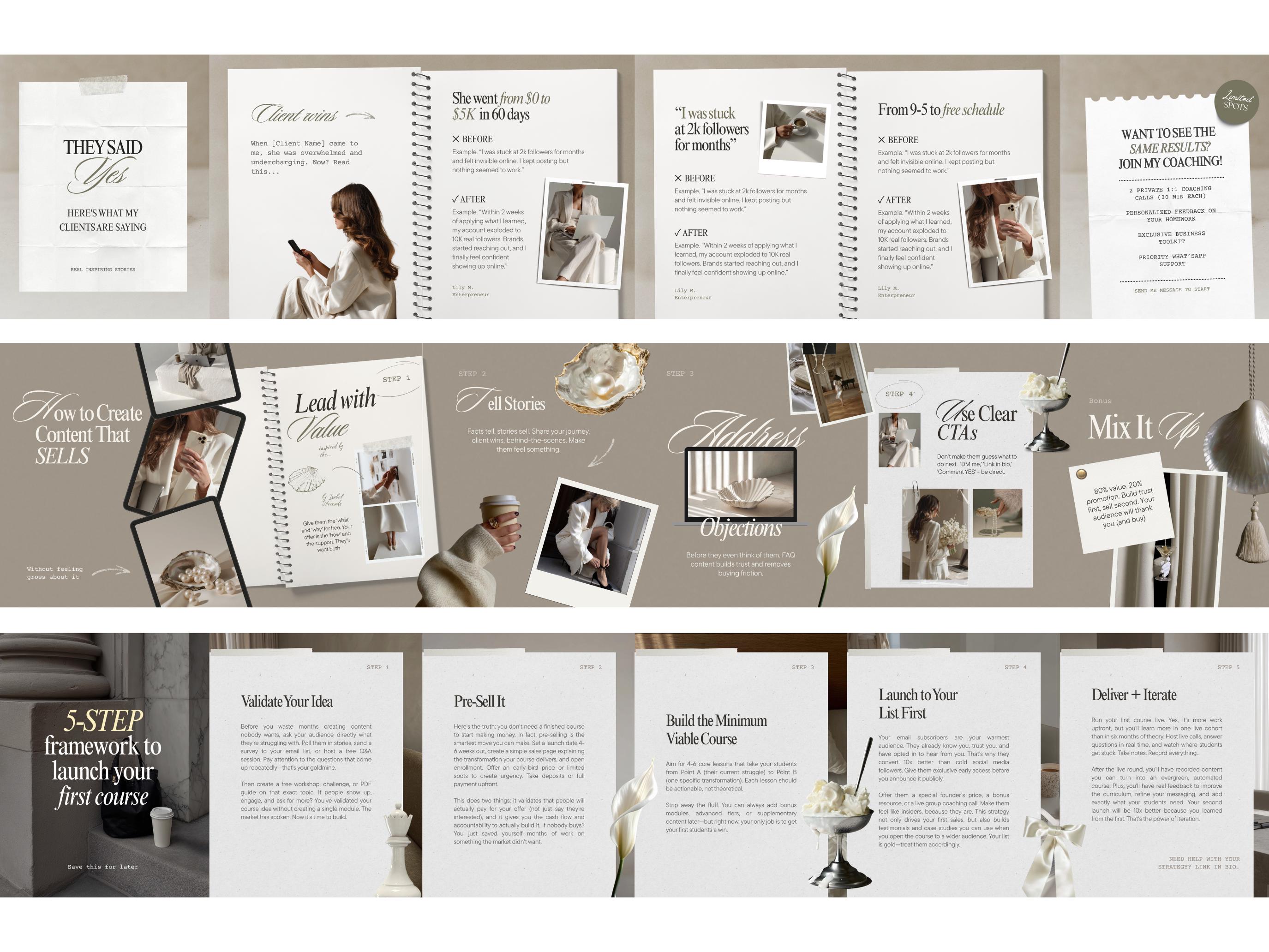 Elegant Seamless Instagram Carousel Templates Canva Editable Posts for ...