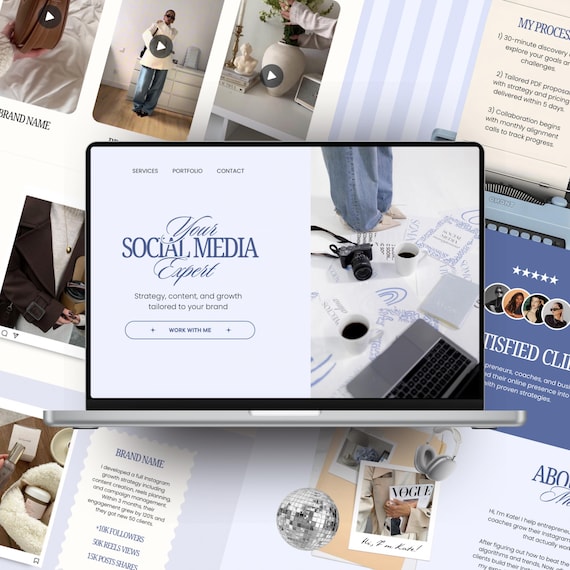 Canva Website Template Social Media Manager Instagram Coach Influencer UGC Content Creator Marketing Portfolio Creative Landing Page